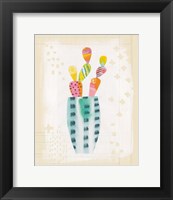 Framed Collage Cactus I on Graph Paper