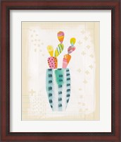 Framed Collage Cactus I on Graph Paper