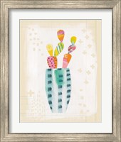 Framed 'Collage Cactus I on Graph Paper' border=