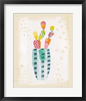 Framed 'Collage Cactus I on Graph Paper' border=