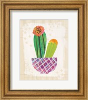 Framed 'Collage Cactus II on Graph Paper' border=