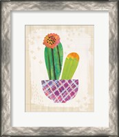 Framed Collage Cactus II on Graph Paper