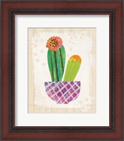 Framed Collage Cactus II on Graph Paper