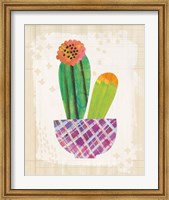 Framed Collage Cactus II on Graph Paper