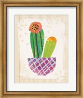 Framed 'Collage Cactus II on Graph Paper' border=