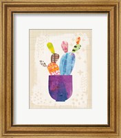 Framed 'Collage Cactus III on Graph Paper' border=