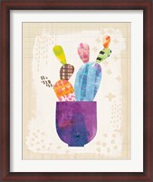 Framed Collage Cactus III on Graph Paper