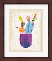 Framed Collage Cactus III on Graph Paper