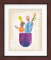 Framed 'Collage Cactus III on Graph Paper' border=