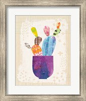 Framed Collage Cactus III on Graph Paper