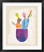 Framed 'Collage Cactus III on Graph Paper' border=