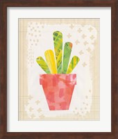 Framed Collage Cactus VI on Graph Paper