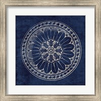 Framed Rosette I Indigo