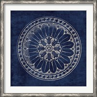 Framed Rosette I Indigo