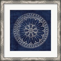 Framed Rosette I Indigo