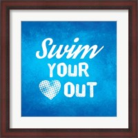 Framed Swim Your Heart Out - Blue Vintage