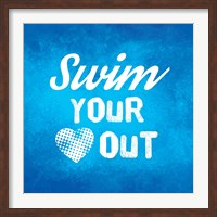 Framed Swim Your Heart Out - Blue Vintage