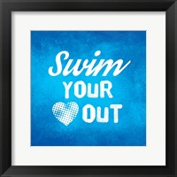 Framed Swim Your Heart Out - Blue Vintage