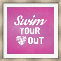 Framed Swim Your Heart Out - Pink Vintage