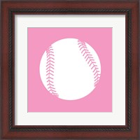 Framed White Softball on Baby Pink