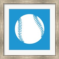 Framed White Softball on Blue