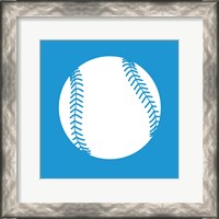 Framed White Softball on Blue