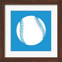 Framed White Softball on Blue