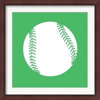 Framed White Softball on Green