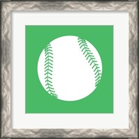 Framed White Softball on Green