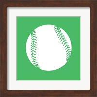 Framed White Softball on Green