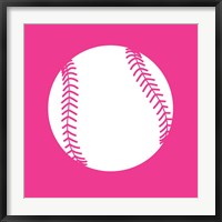 Framed White Softball on Pink