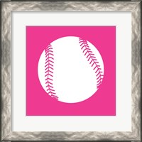 Framed White Softball on Pink