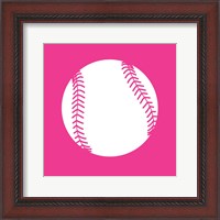 Framed White Softball on Pink