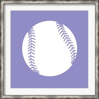 Framed White Softball on Purple