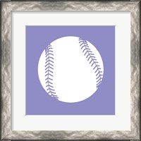 Framed White Softball on Purple