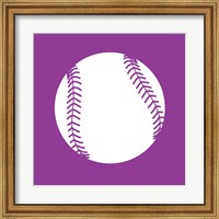 Framed White Softball on Violet