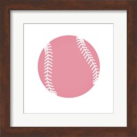 Framed Baby Pink Softball on White