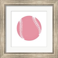 Framed Baby Pink Softball on White