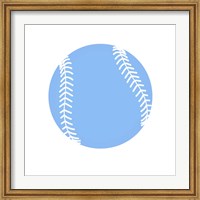 Framed Blue Softball on White