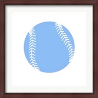 Framed Blue Softball on White