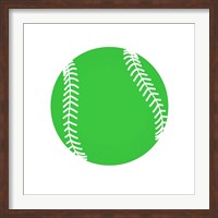 Framed Green Softball on White