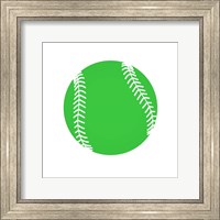 Framed Green Softball on White