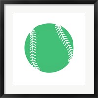 Framed Pastel Green Softball on White