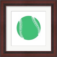 Framed Pastel Green Softball on White