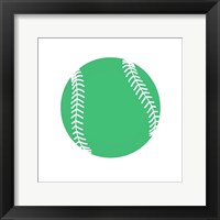 Framed Pastel Green Softball on White