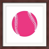 Framed Pink Softball on White