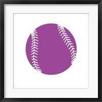 Framed Violet Softball on White