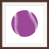 Framed Violet Softball on White