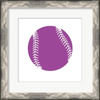 Framed Violet Softball on White