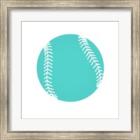 Framed Teal Softball on White